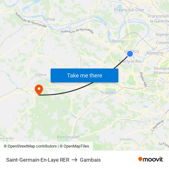 Saint-Germain-En-Laye RER to Gambais map