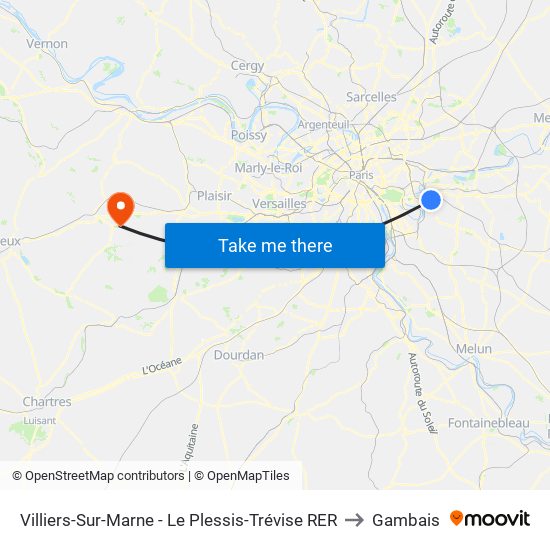 Villiers-Sur-Marne - Le Plessis-Trévise RER to Gambais map