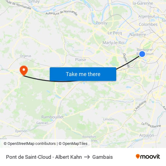 Pont de Saint-Cloud - Albert Kahn to Gambais map
