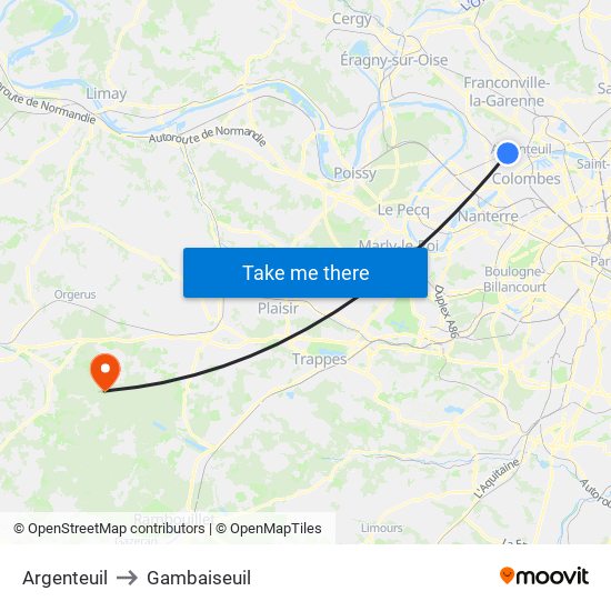 Argenteuil to Gambaiseuil map