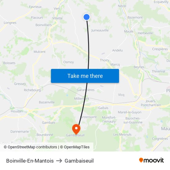 Boinville-En-Mantois to Gambaiseuil map