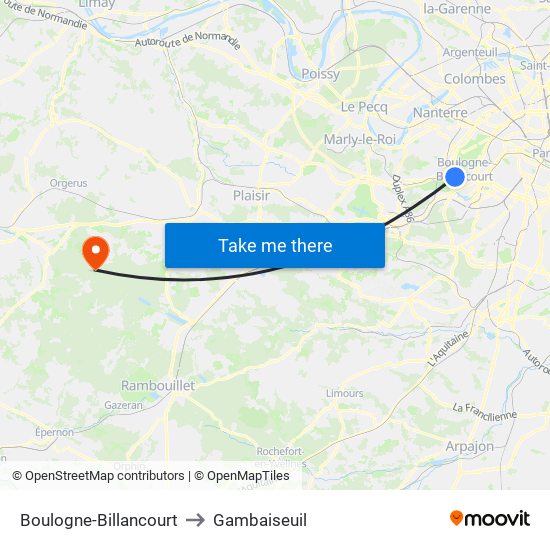 Boulogne-Billancourt to Gambaiseuil map
