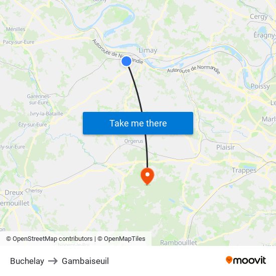 Buchelay to Gambaiseuil map