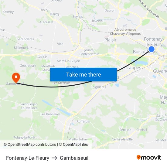 Fontenay-Le-Fleury to Gambaiseuil map