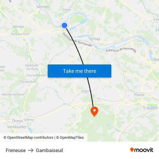 Freneuse to Gambaiseuil map