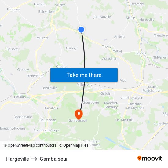 Hargeville to Gambaiseuil map