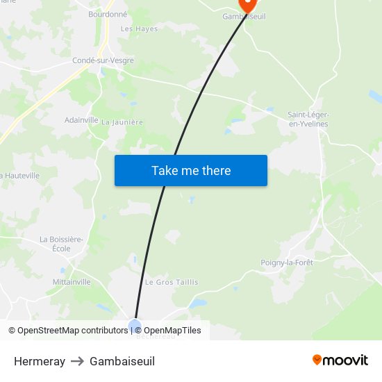 Hermeray to Gambaiseuil map