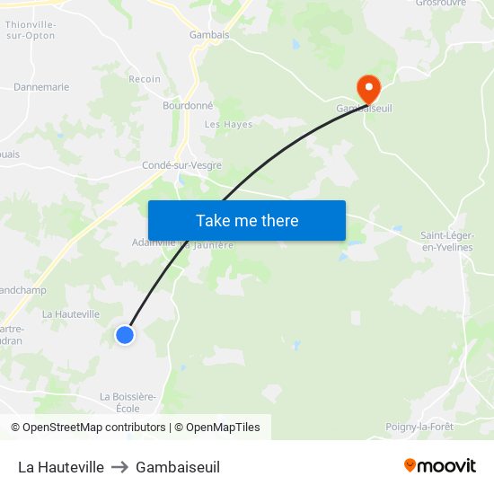 La Hauteville to Gambaiseuil map