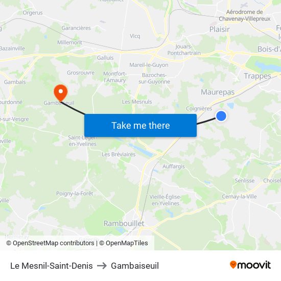Le Mesnil-Saint-Denis to Gambaiseuil map