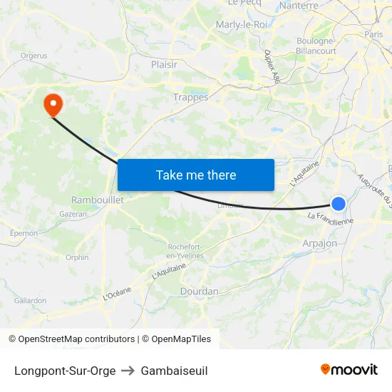 Longpont-Sur-Orge to Gambaiseuil map