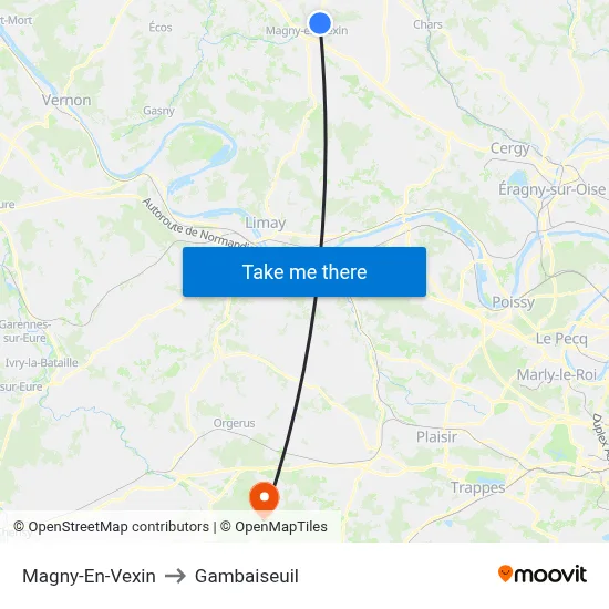 Magny-En-Vexin to Gambaiseuil map