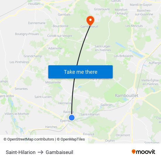 Saint-Hilarion to Gambaiseuil map
