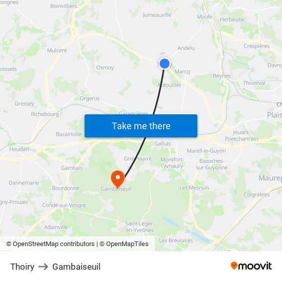 Thoiry to Gambaiseuil map