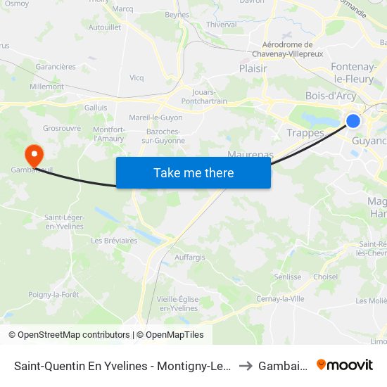 Saint-Quentin En Yvelines - Montigny-Le-Bretonneux to Gambaiseuil map