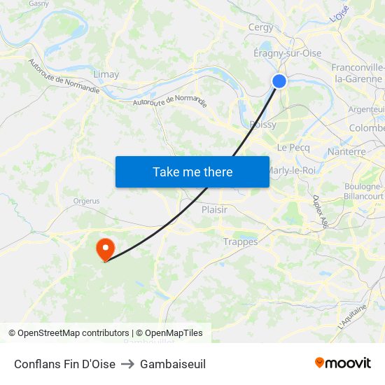 Conflans Fin D'Oise to Gambaiseuil map