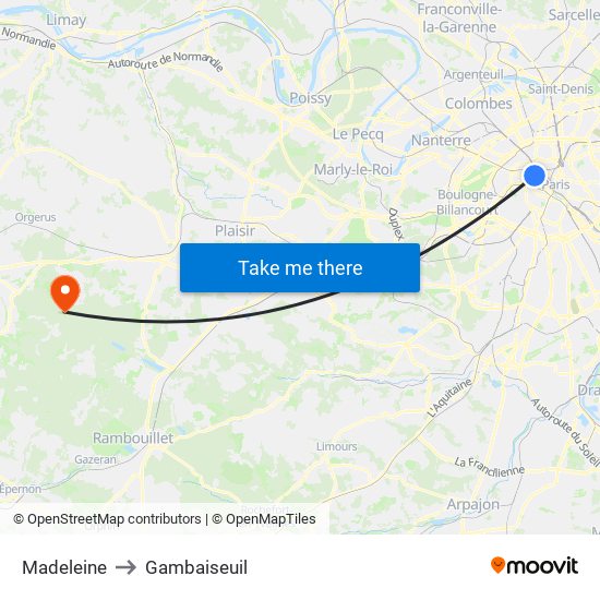 Madeleine to Gambaiseuil map
