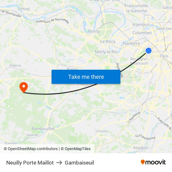 Neuilly Porte Maillot to Gambaiseuil map