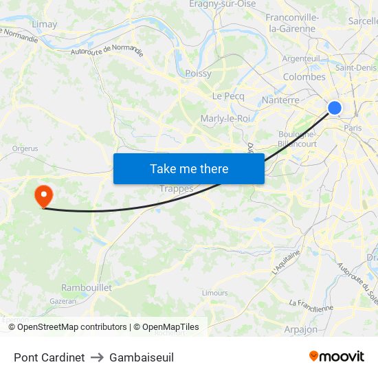 Pont Cardinet to Gambaiseuil map
