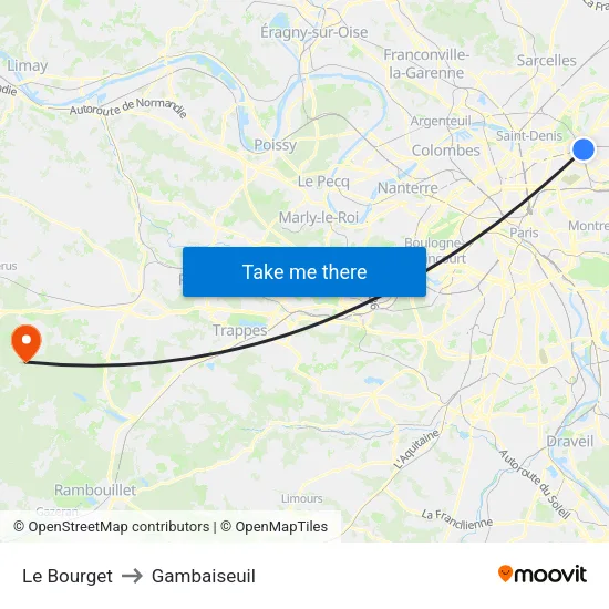 Le Bourget to Gambaiseuil map