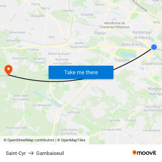 Saint-Cyr to Gambaiseuil map