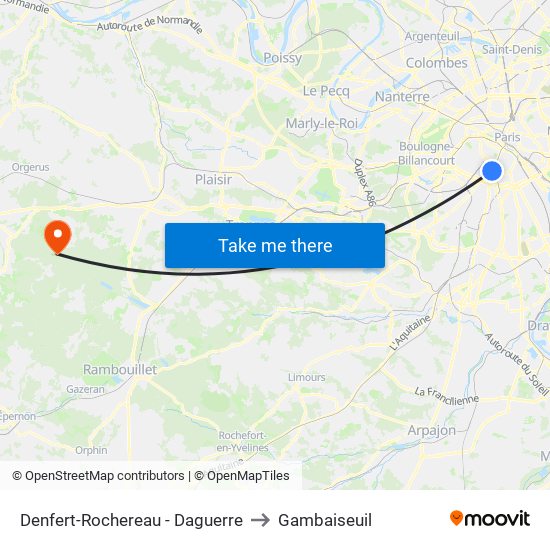 Denfert-Rochereau - Daguerre to Gambaiseuil map
