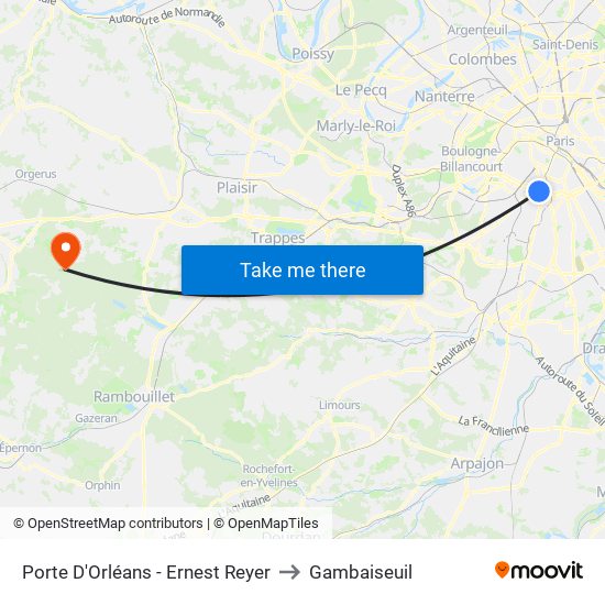 Porte D'Orléans - Ernest Reyer to Gambaiseuil map