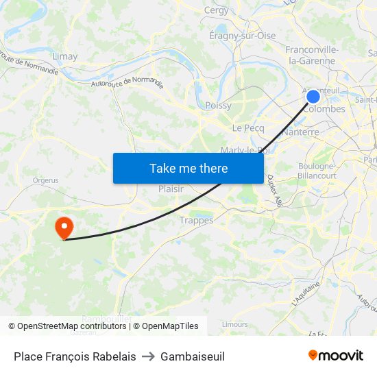 Place François Rabelais to Gambaiseuil map
