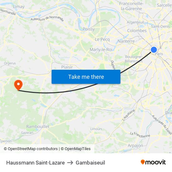 Haussmann Saint-Lazare to Gambaiseuil map