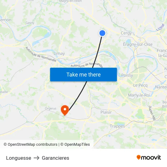 Longuesse to Garancieres map