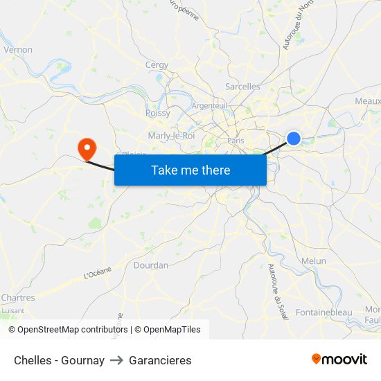 Chelles - Gournay to Garancieres map