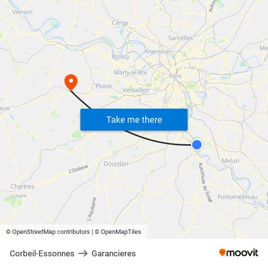 Corbeil-Essonnes to Garancieres map