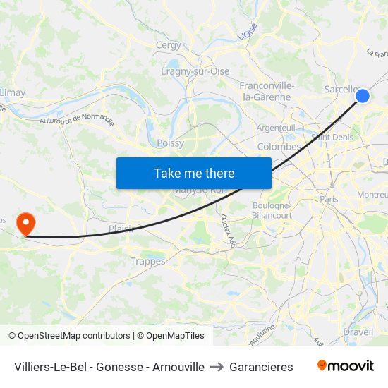 Villiers-Le-Bel - Gonesse - Arnouville to Garancieres map