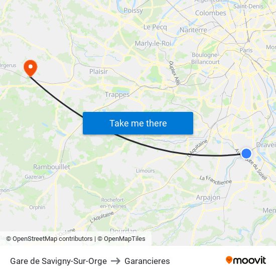 Gare de Savigny-Sur-Orge to Garancieres map