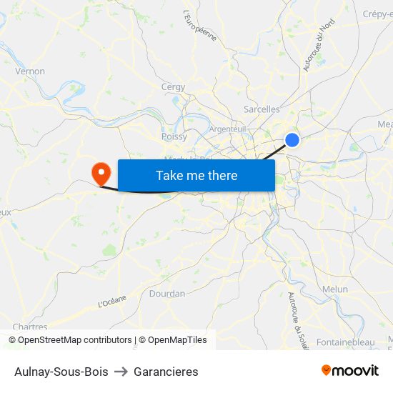 Aulnay-Sous-Bois to Garancieres map