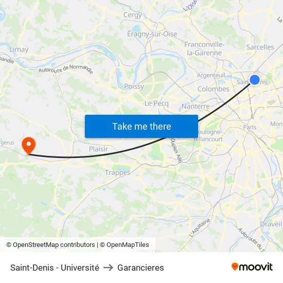 Saint-Denis - Université to Garancieres map