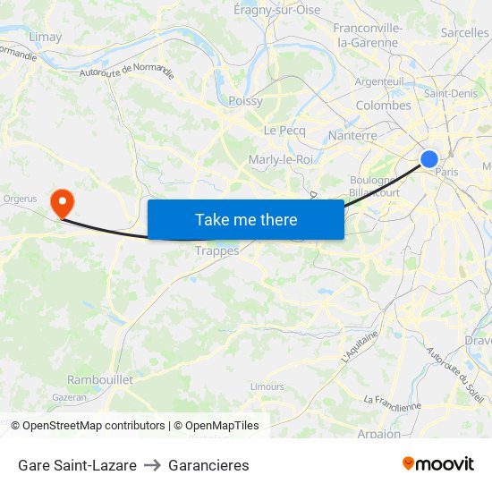 Gare Saint-Lazare to Garancieres map