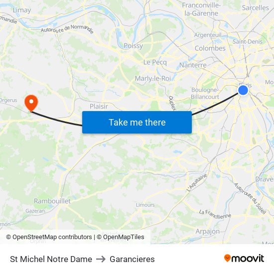 St Michel Notre Dame to Garancieres map