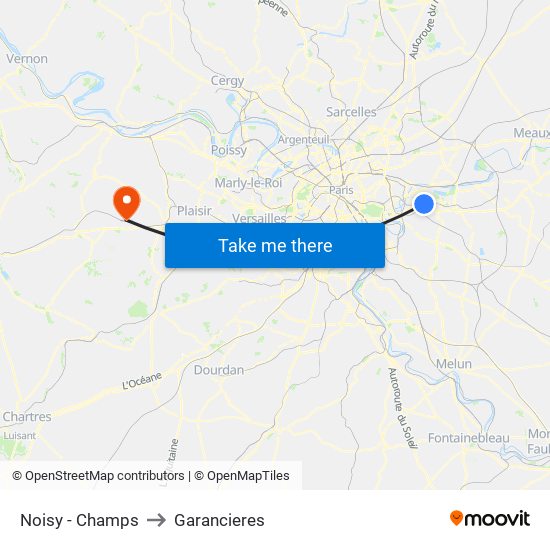 Noisy - Champs to Garancieres map