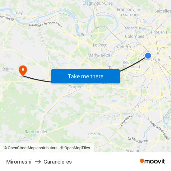 Miromesnil to Garancieres map