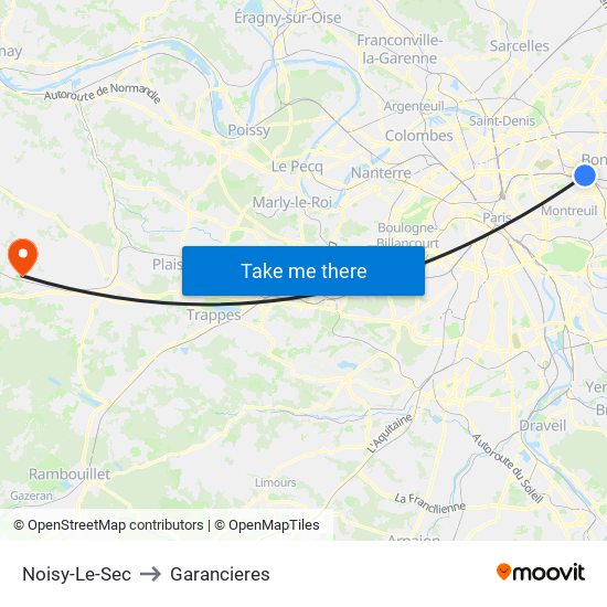 Noisy-Le-Sec to Garancieres map