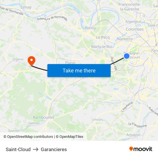Saint-Cloud to Garancieres map