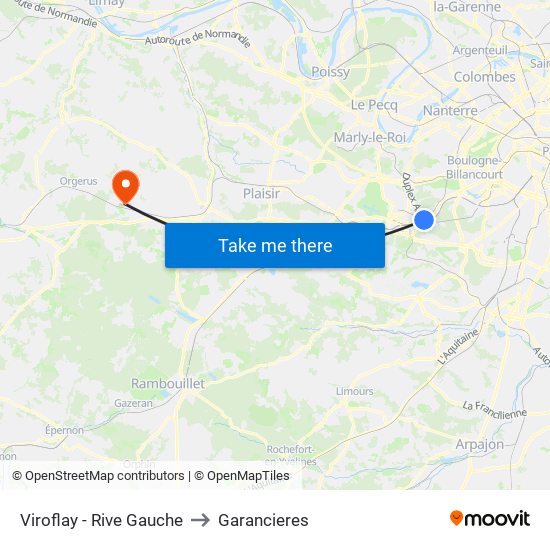 Viroflay - Rive Gauche to Garancieres map