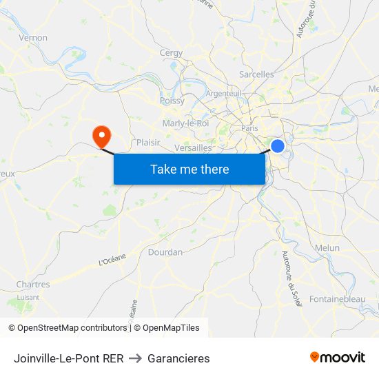 Joinville-Le-Pont RER to Garancieres map