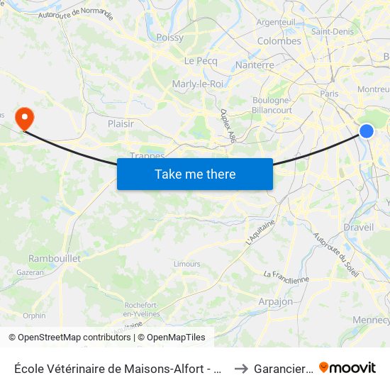 École Vétérinaire de Maisons-Alfort - Métro to Garancieres map