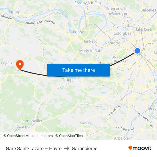 Gare Saint-Lazare – Havre to Garancieres map