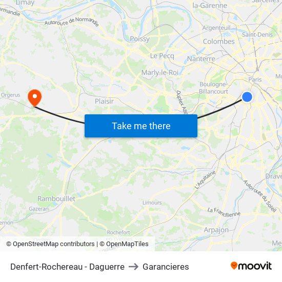 Denfert-Rochereau - Daguerre to Garancieres map