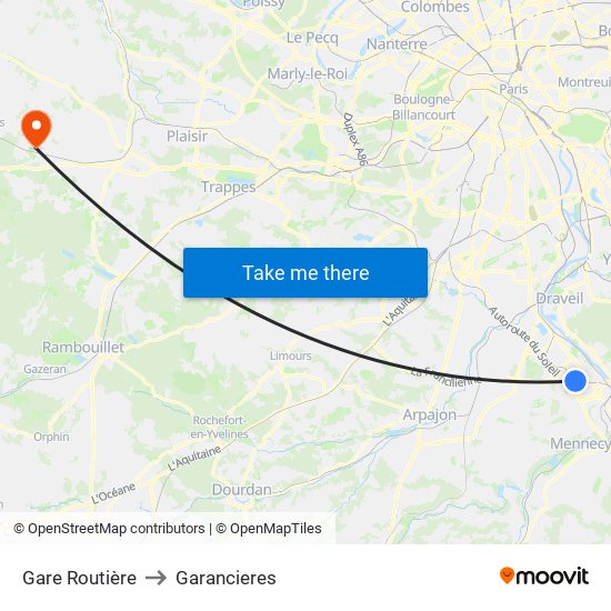Gare Routière to Garancieres map