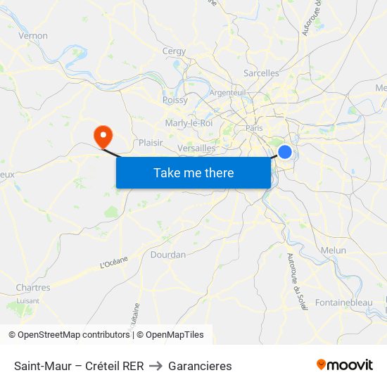 Saint-Maur – Créteil RER to Garancieres map