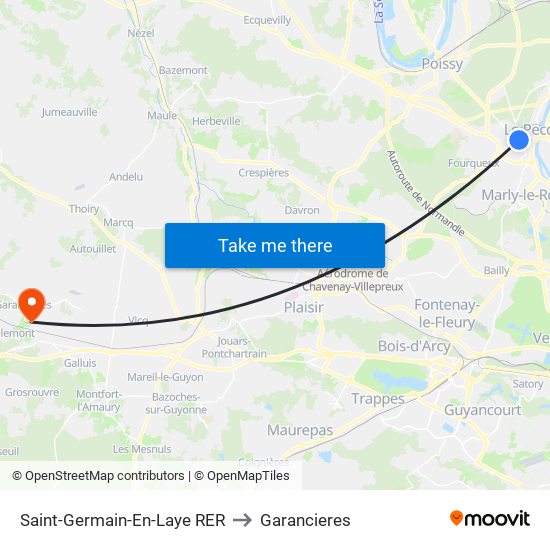 Saint-Germain-En-Laye RER to Garancieres map