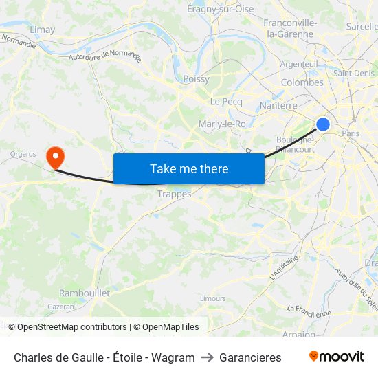 Charles de Gaulle - Étoile - Wagram to Garancieres map